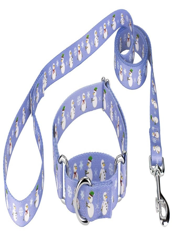 كانتري بروك ديزاين طوق ومقود للكلاب من Country Brook Petz - بتصميم رجل الثلج - مجموعة عيد الميلاد بتصاميم احتفالية (1 بوصة، متوسط) - Image 1